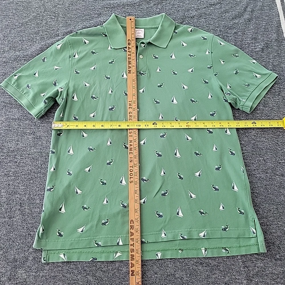 Brooks Brothers Green Polo with‎ Sailboat Design